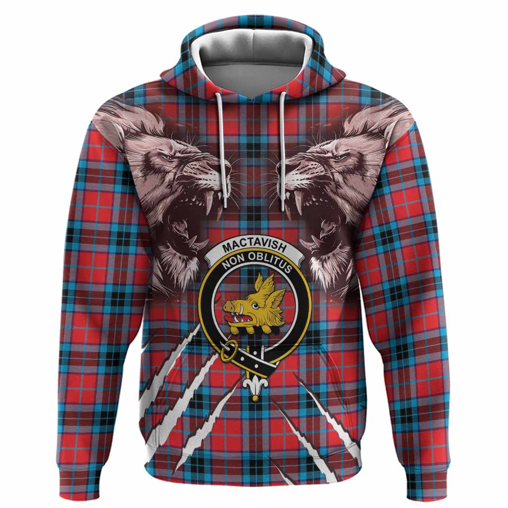 MacTavish (McTavish) Tartan Crest Hoodie Ferocious Lion Style