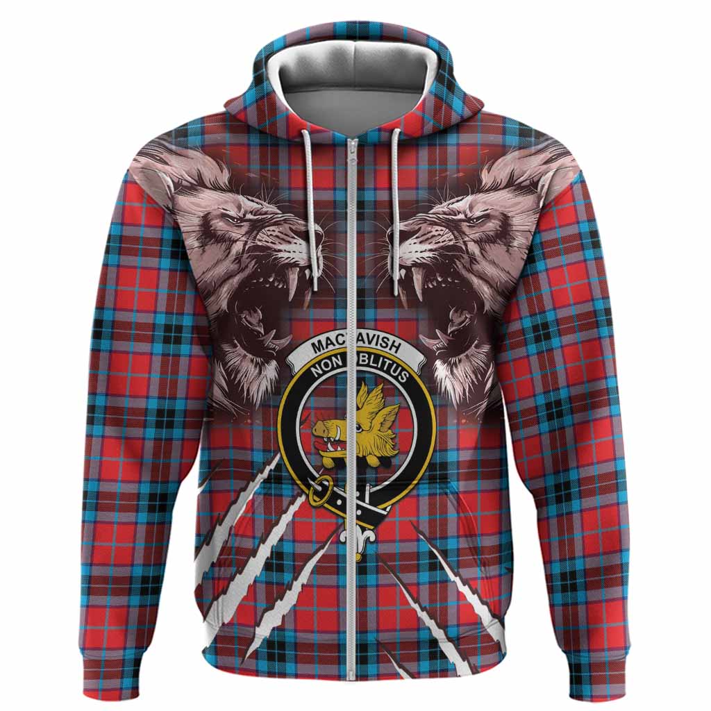 MacTavish (McTavish) Tartan Crest Hoodie Ferocious Lion Style