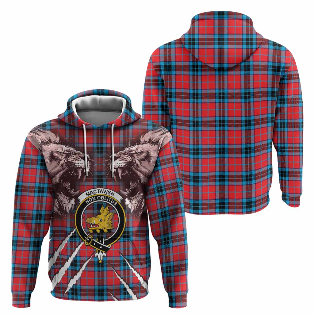 MacTavish (McTavish) Tartan Crest Hoodie Ferocious Lion Style