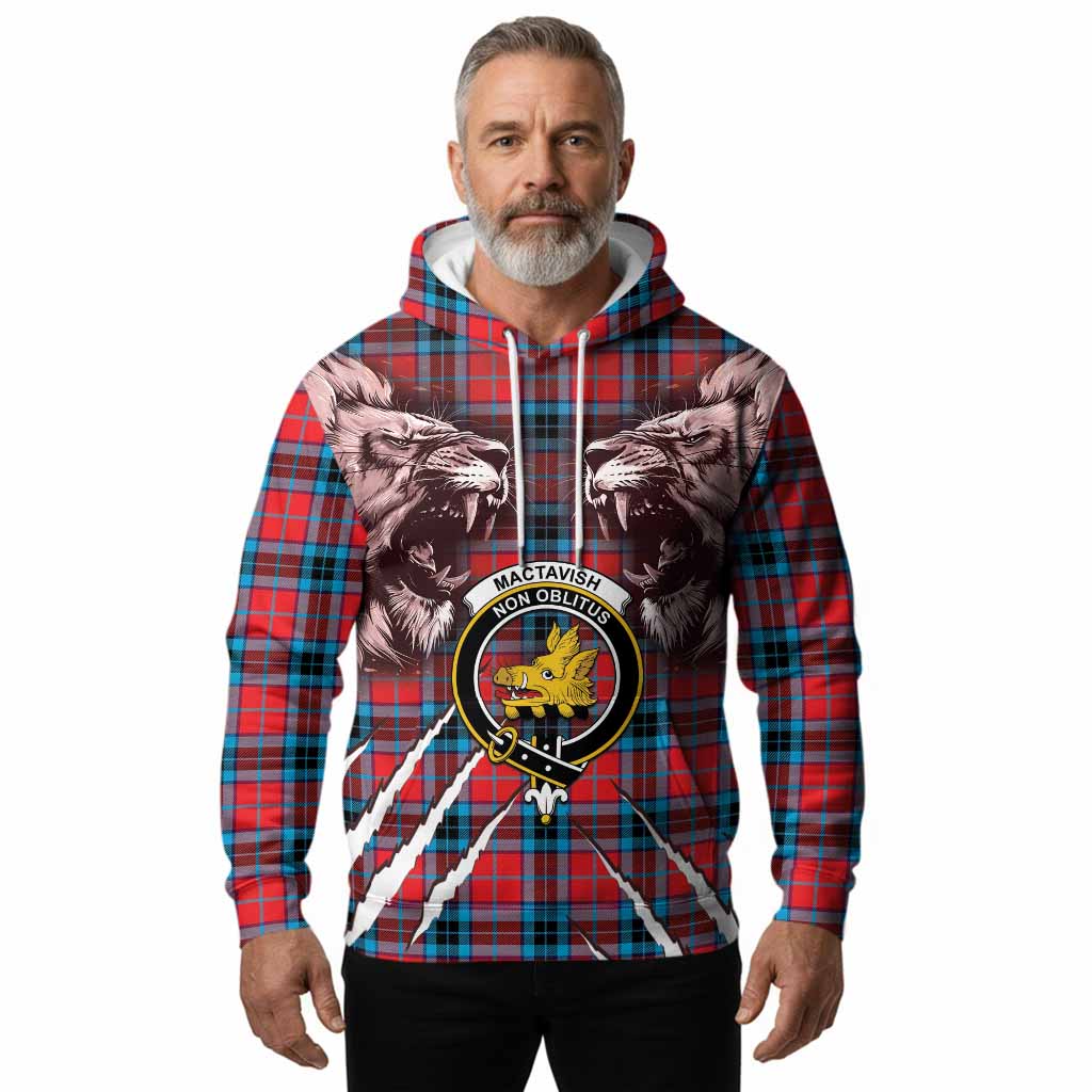 MacTavish (McTavish) Tartan Crest Hoodie Ferocious Lion Style