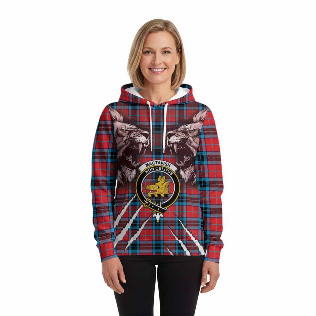 MacTavish (McTavish) Tartan Crest Hoodie Ferocious Lion Style