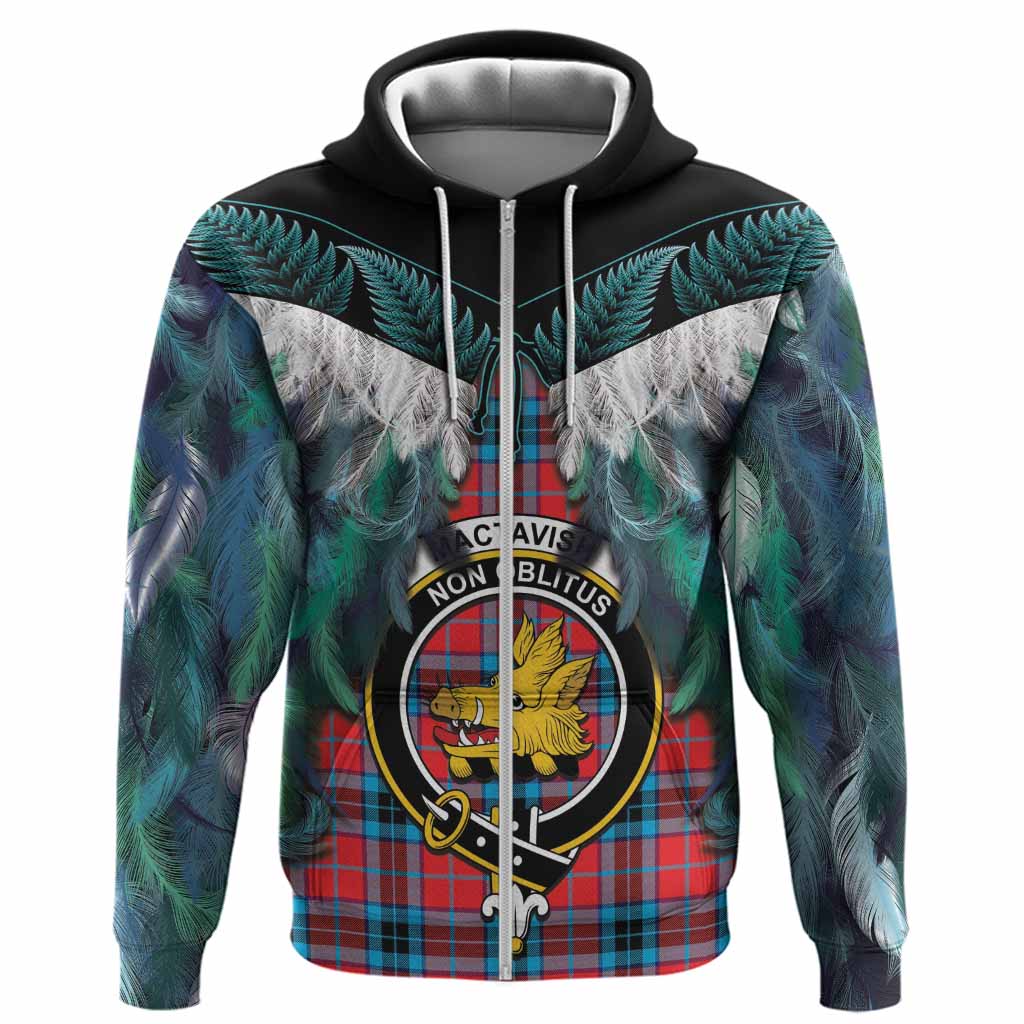 MacTavish (McTavish) Tartan Crest Hoodie New Zealand Maori Korowai Cloak