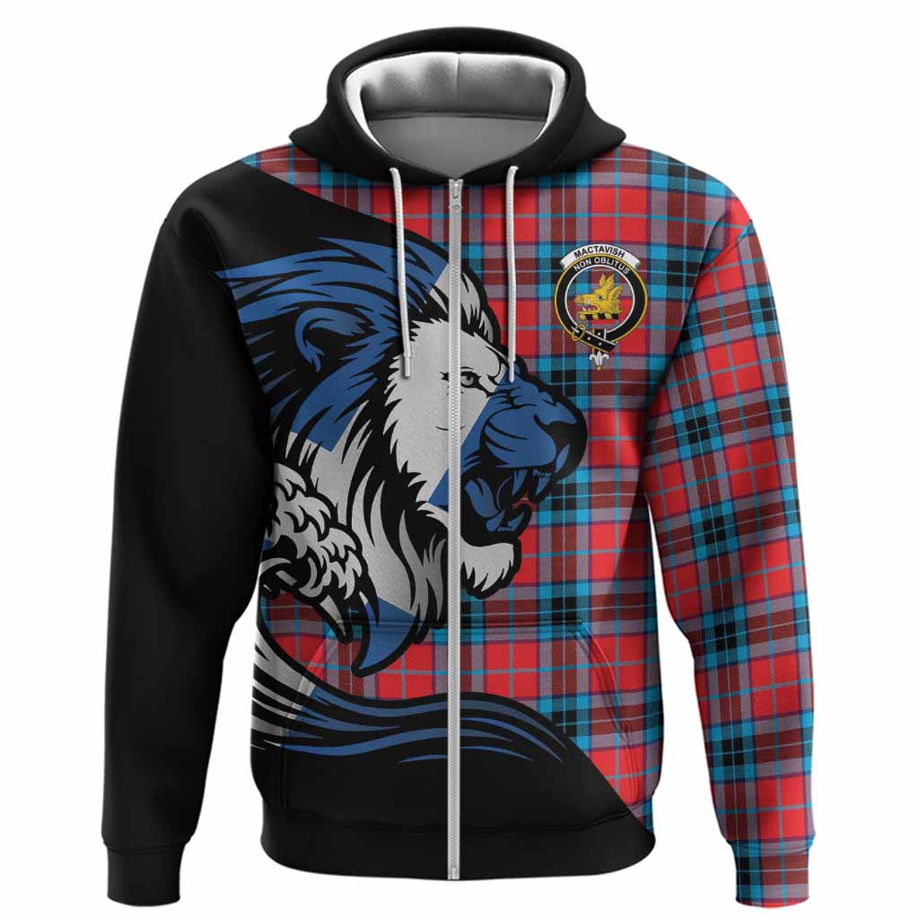 MacTavish (McTavish) Tartan Crest Hoodie Scottish Golden Lions Wave Flow