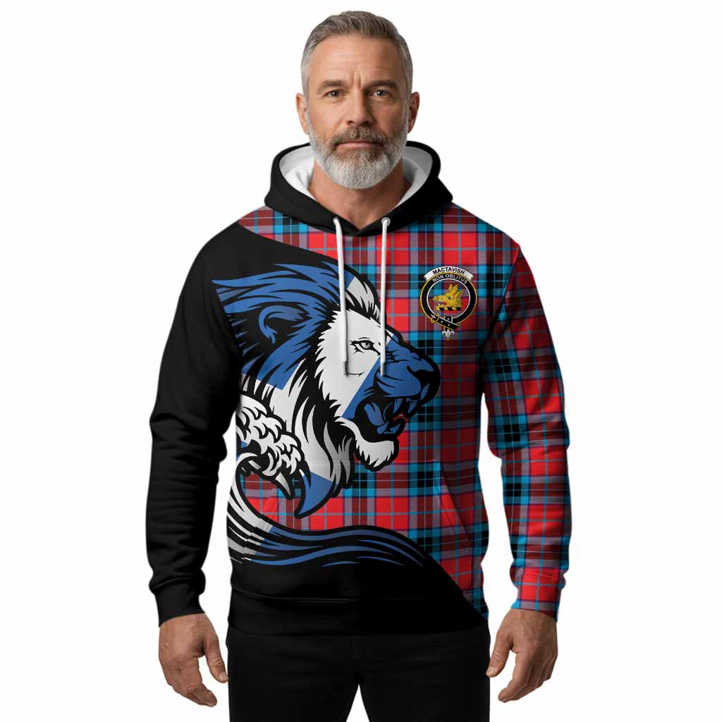 MacTavish (McTavish) Tartan Crest Hoodie Scottish Golden Lions Wave Flow