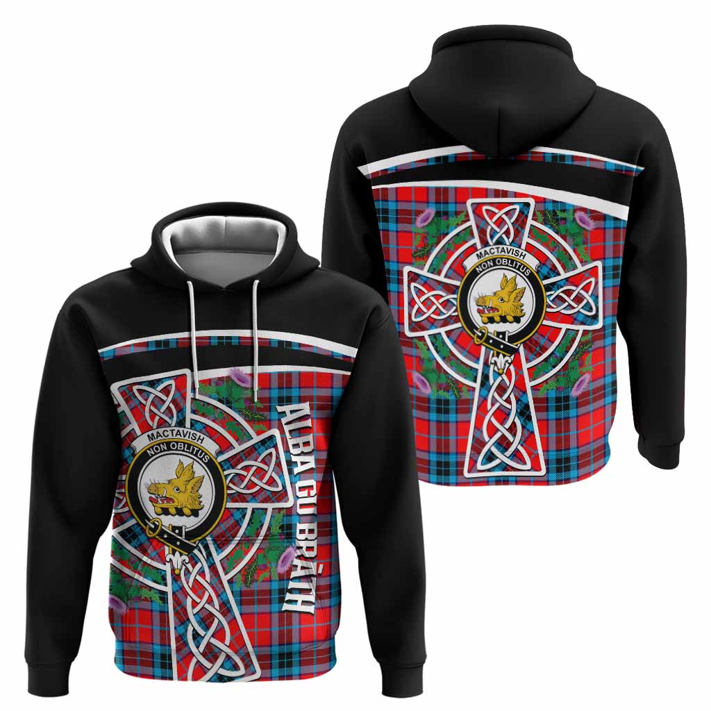 MacTavish (McTavish) Tartan Crest Hoodie Scottish Thistle Celtic Cross Alba Gu Brath