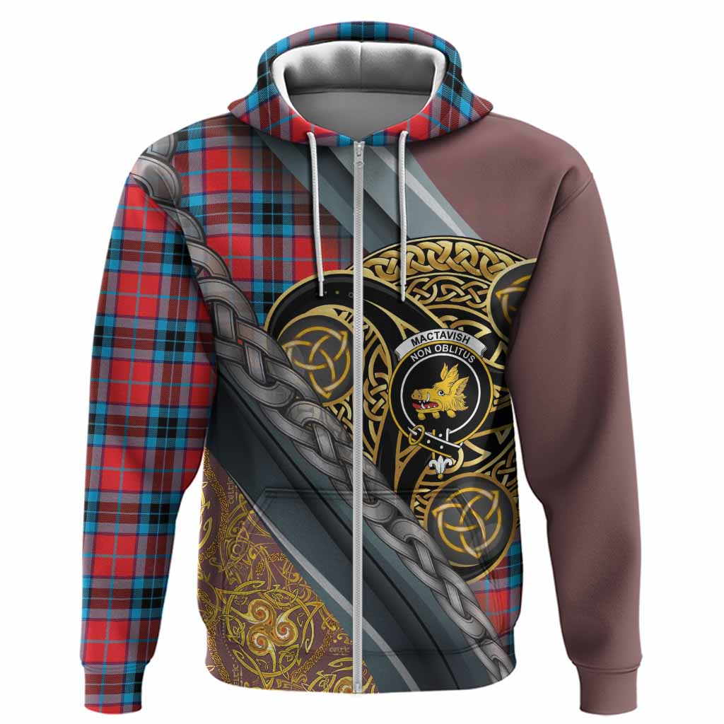 MacTavish (McTavish) Tartan Crest Hoodie Scottish Triskele Celtic