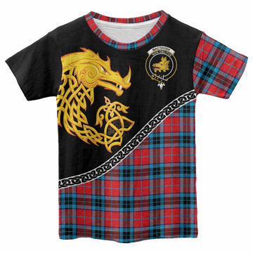 MacTavish (McTavish) Tartan Crest Kid T-shirt Legendary Dragon Knot Half Style
