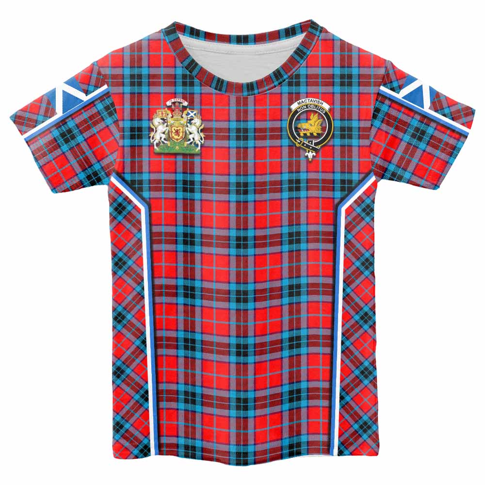 MacTavish (McTavish) Tartan Crest Kid T-shirt Scotland Coat of Arm Flag Style - Tartan Vibes Clothing