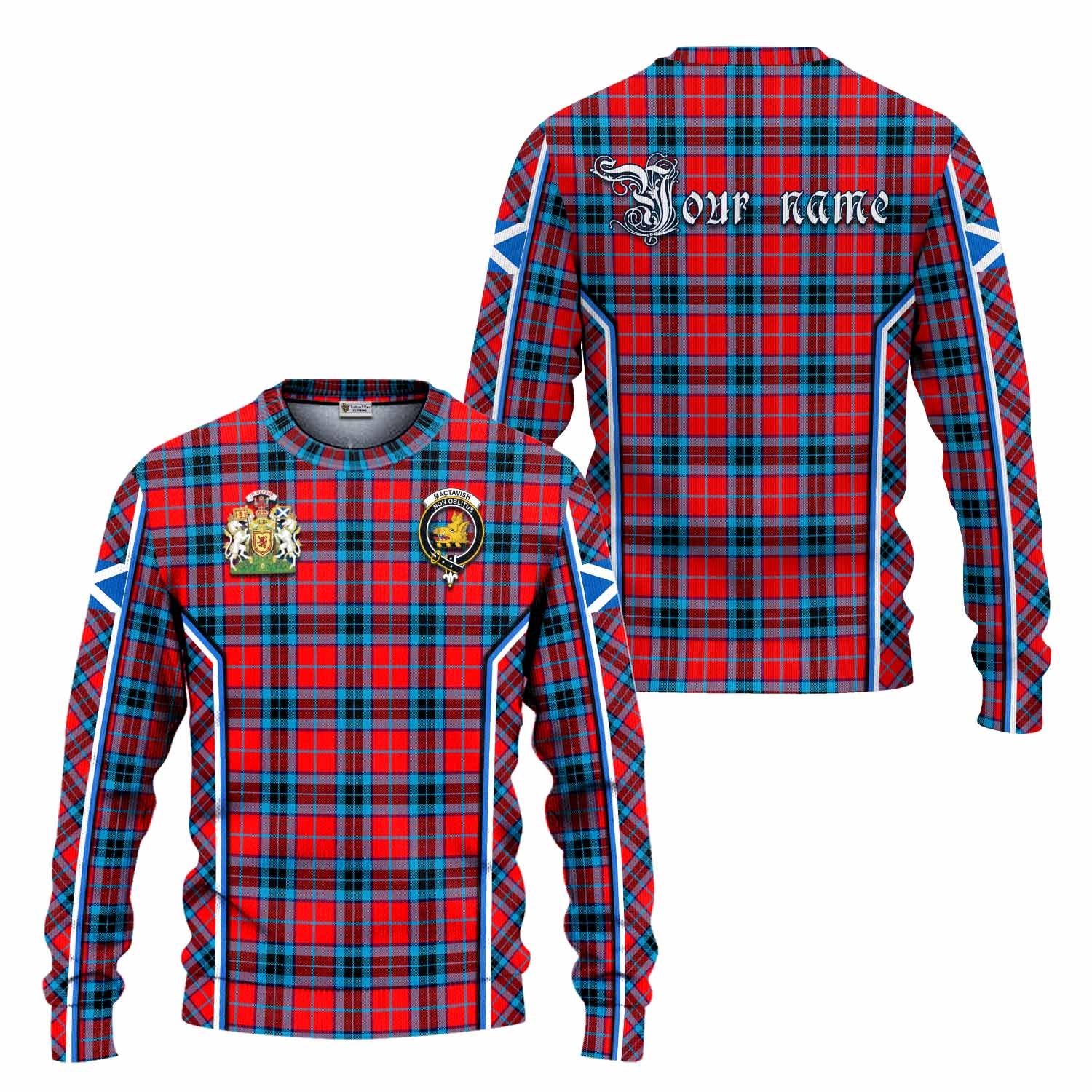 MacTavish (McTavish) Tartan Crest Knitted Sweater Scotland Coat of Arm Flag Style - Tartan Vibes Clothing
