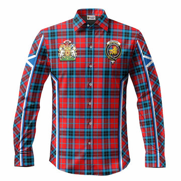 MacTavish (McTavish) Tartan Crest Long Sleeve Button Shirts Scotland Coat of Arm Flag Style
