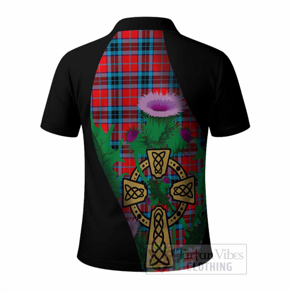 MacTavish (McTavish) Tartan Crest Polo Shirt Celtic Cross Thistle Flowers
