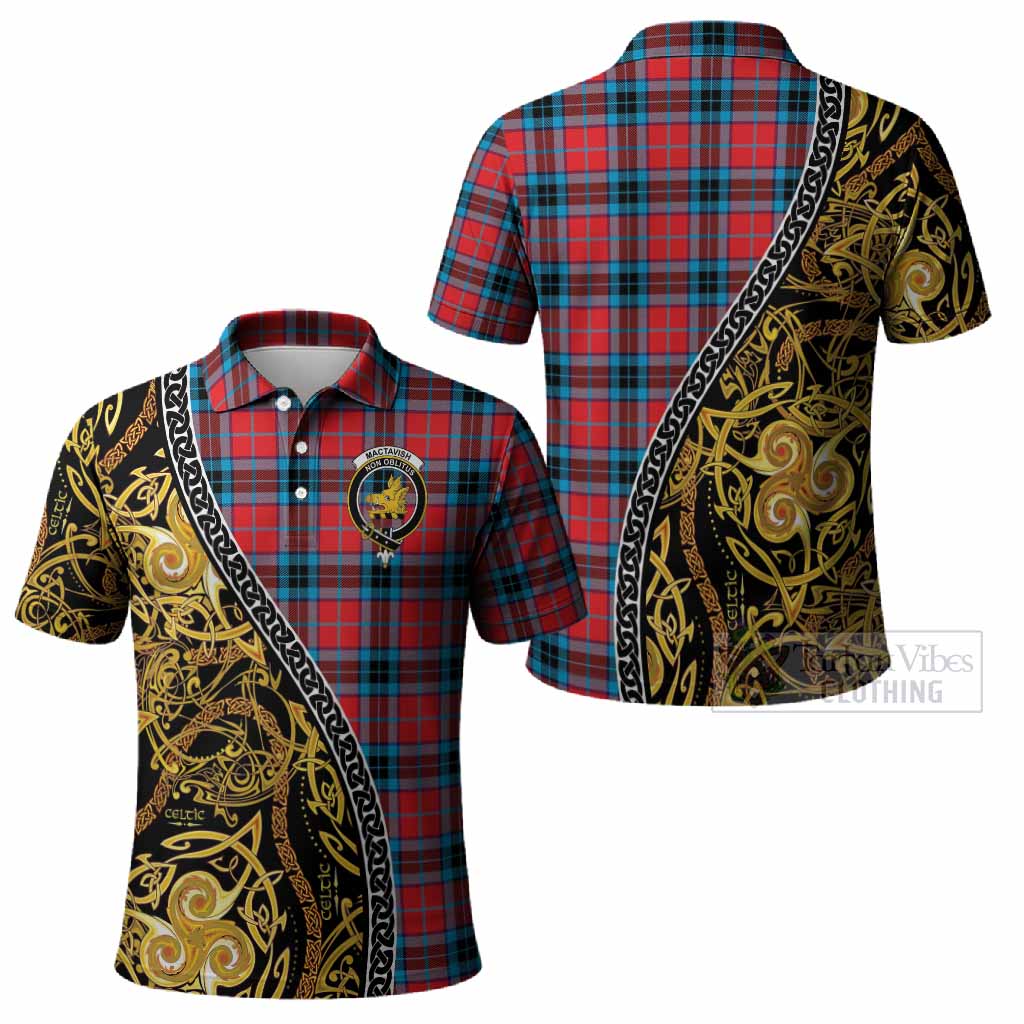 MacTavish (McTavish) Tartan Crest Polo Shirt Celtic Knot and Triple Trickle Spiral Symbols