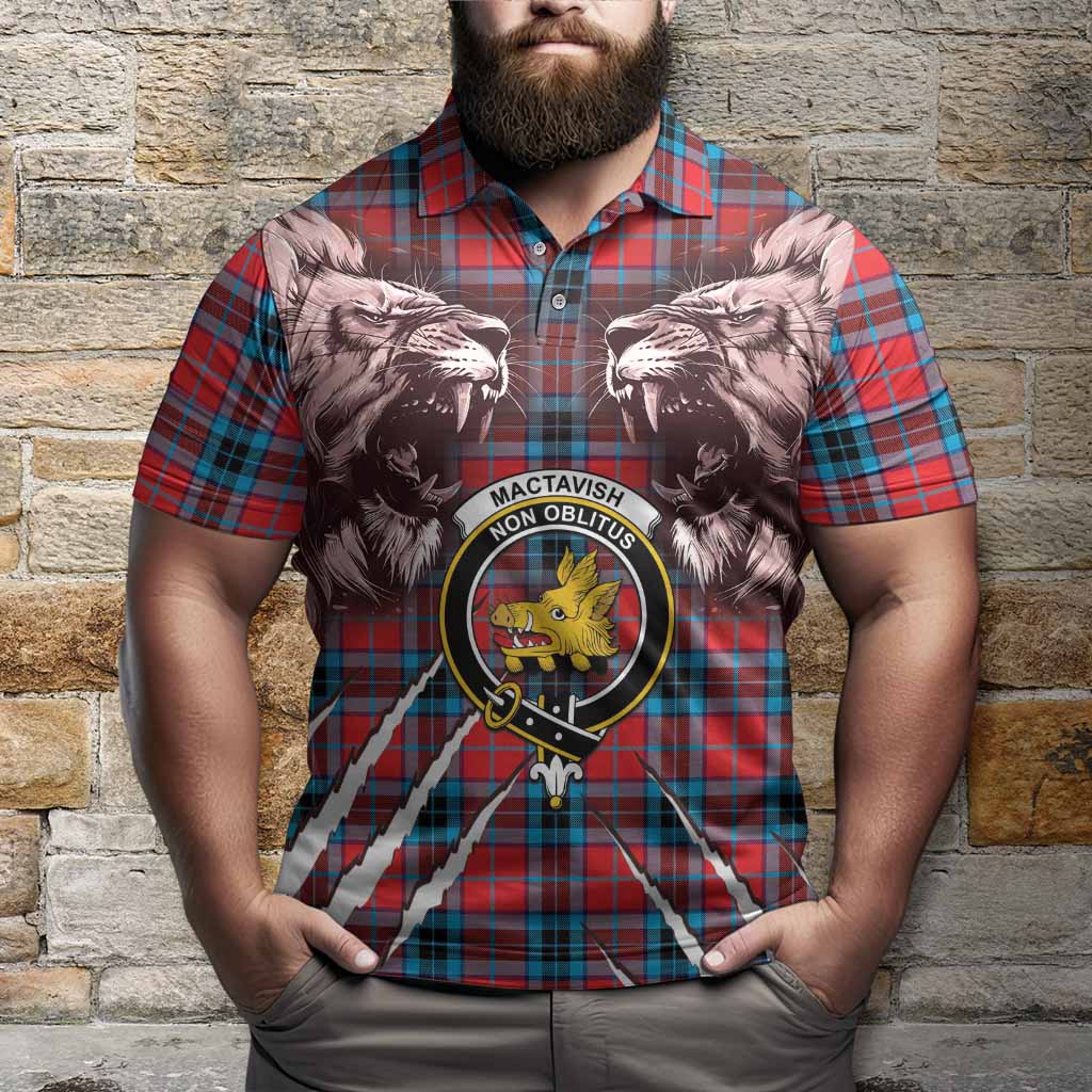 MacTavish (McTavish) Tartan Crest Polo Shirt Ferocious Lion Style