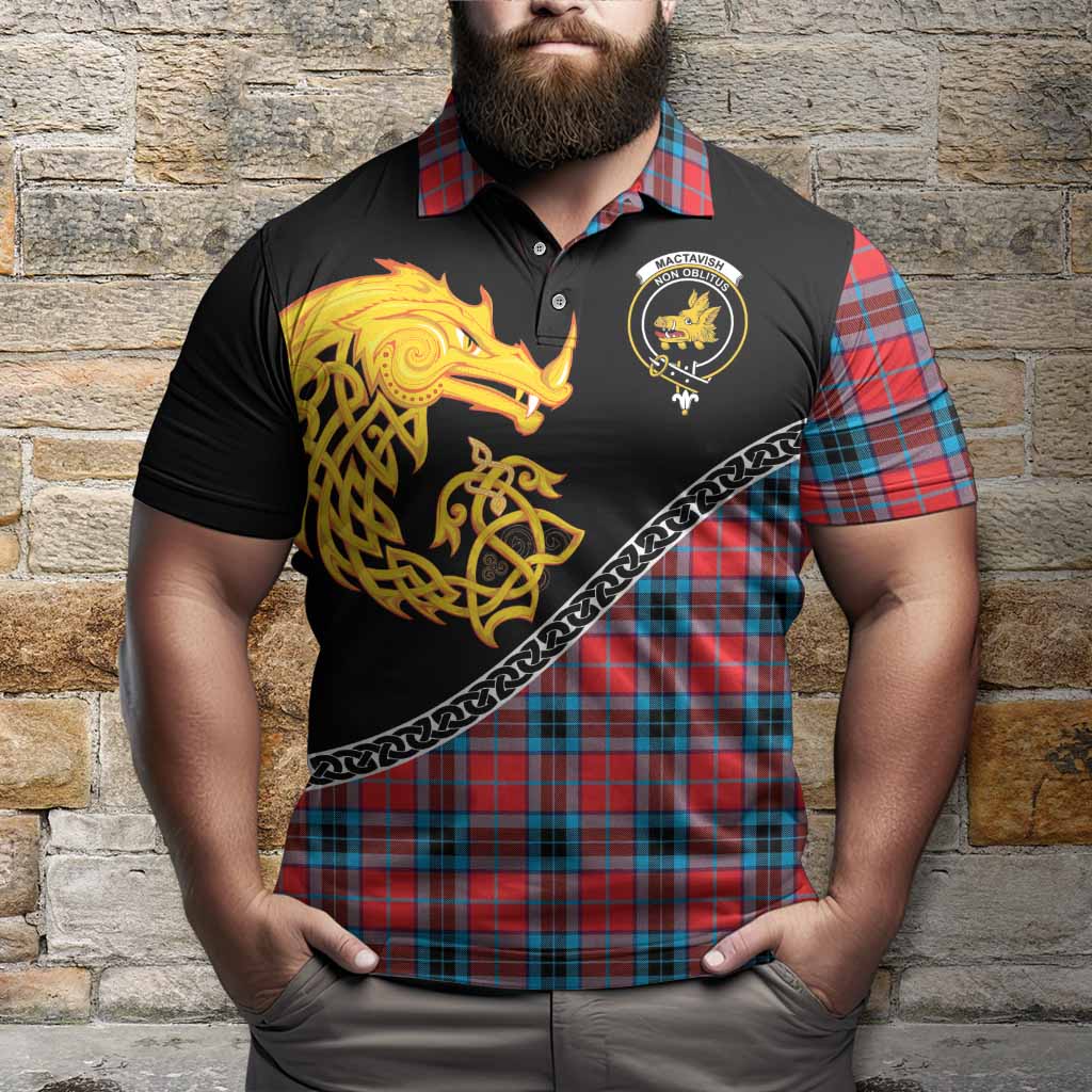 MacTavish (McTavish) Tartan Crest Polo Shirt Legendary Dragon Knot Half Style