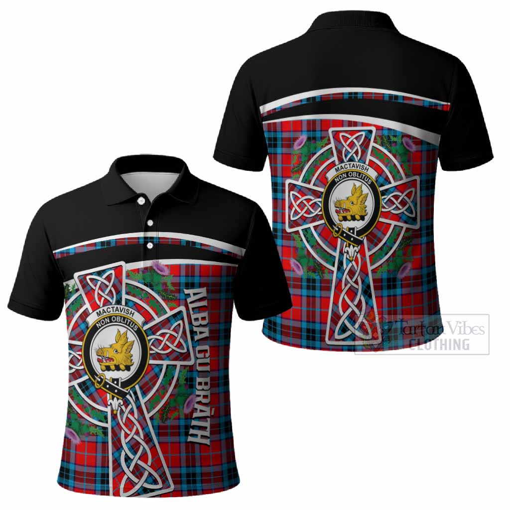MacTavish (McTavish) Tartan Crest Polo Shirt Scottish Thistle Celtic Cross Alba Gu Brath