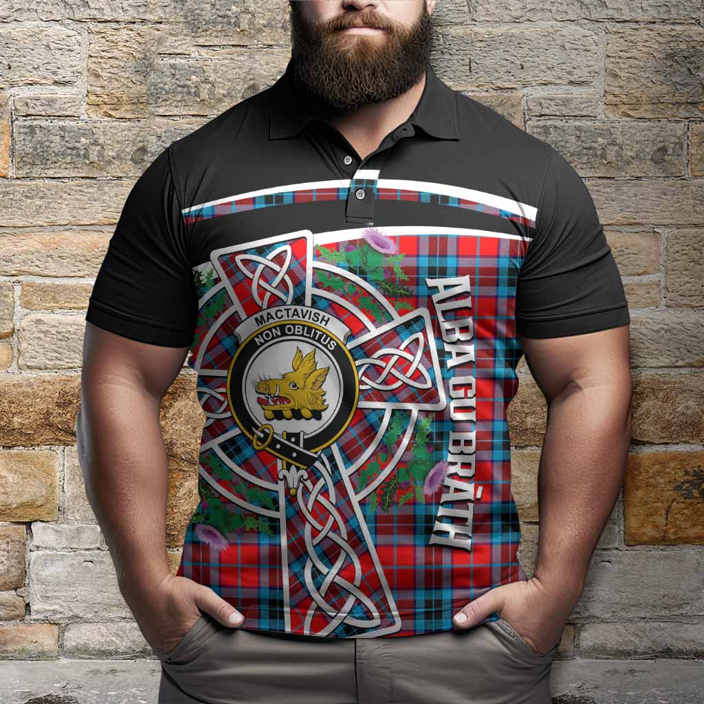 MacTavish (McTavish) Tartan Crest Polo Shirt Scottish Thistle Celtic Cross Alba Gu Brath