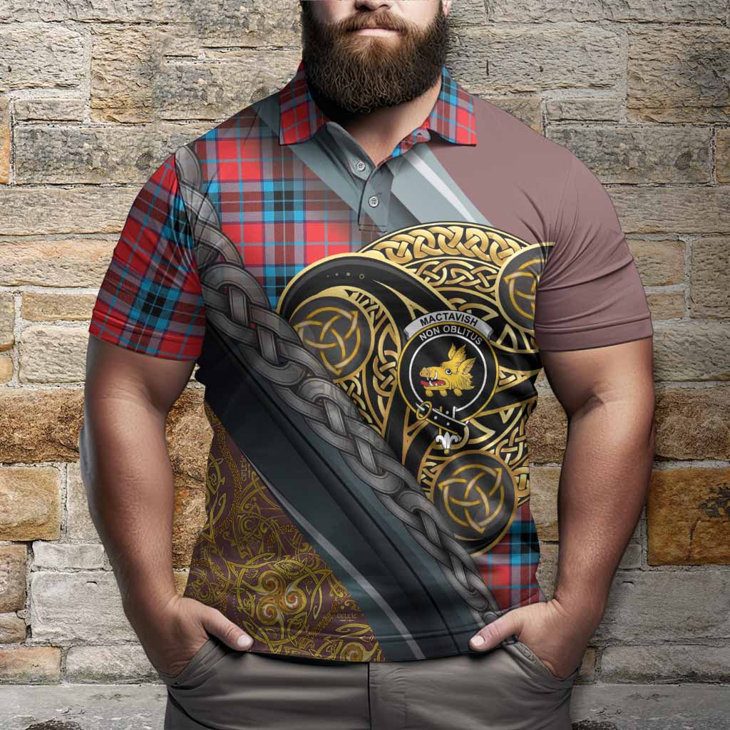 MacTavish (McTavish) Tartan Crest Polo Shirt Scottish Triskele Celtic