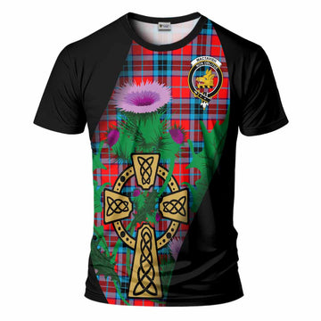 MacTavish (McTavish) Tartan Crest T-Shirt Celtic Cross Thistle Flowers