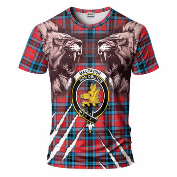 MacTavish (McTavish) Tartan Crest T-Shirt Ferocious Lion Style