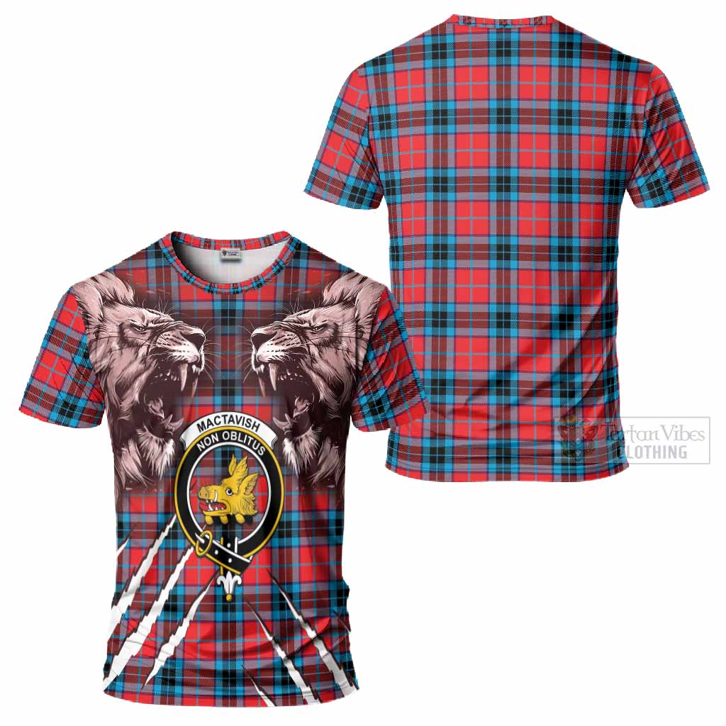 MacTavish (McTavish) Tartan Crest T-Shirt Ferocious Lion Style
