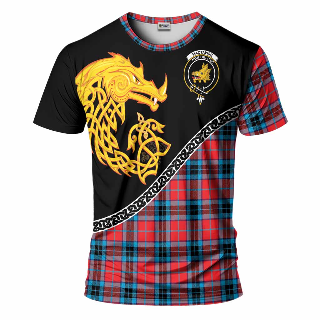 MacTavish (McTavish) Tartan Crest T-Shirt Legendary Dragon Knot Half Style