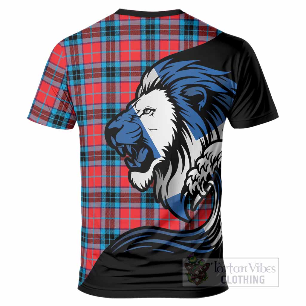 MacTavish (McTavish) Tartan Crest T-Shirt Scottish Golden Lions Wave Flow