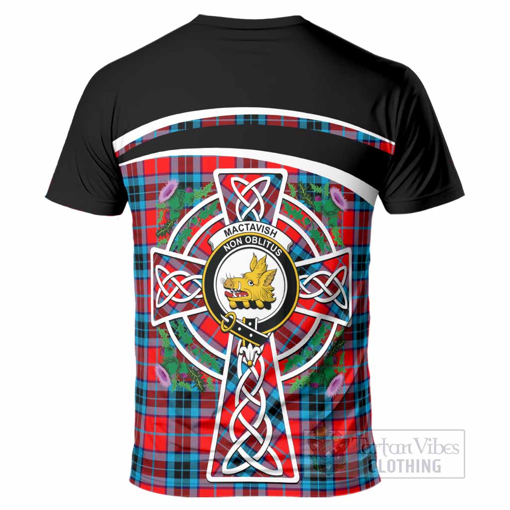 MacTavish (McTavish) Tartan Crest T-Shirt Scottish Thistle Celtic Cross Alba Gu Brath