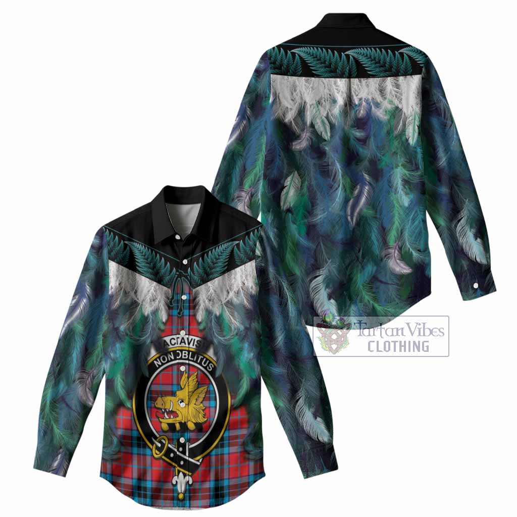 MacTavish (McTavish) Tartan Crest Women Casual Shirt New Zealand Maori Korowai Cloak