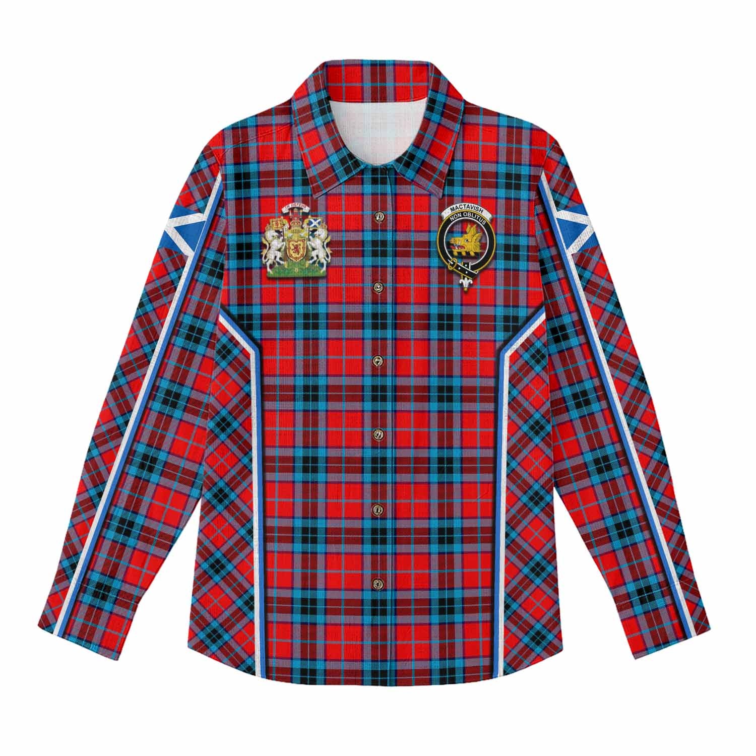 MacTavish (McTavish) Tartan Crest Women Casual Shirt Scotland Coat of Arm Flag Style - Tartan Vibes Clothing