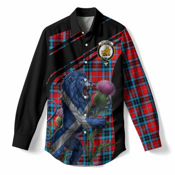 MacTavish (McTavish) Tartan Crest Women Casual Shirt Scottish Lion Rampant Thistle