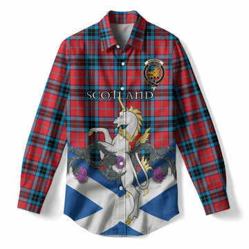 MacTavish (McTavish) Tartan Crest Women Casual Shirt Scottish Unicorn With Thistle