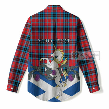 MacTavish (McTavish) Tartan Crest Women Casual Shirt Scottish Unicorn With Thistle