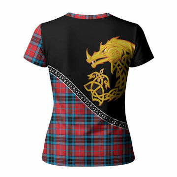 MacTavish (McTavish) Tartan Crest Women T shirt Legendary Dragon Knot Half Style