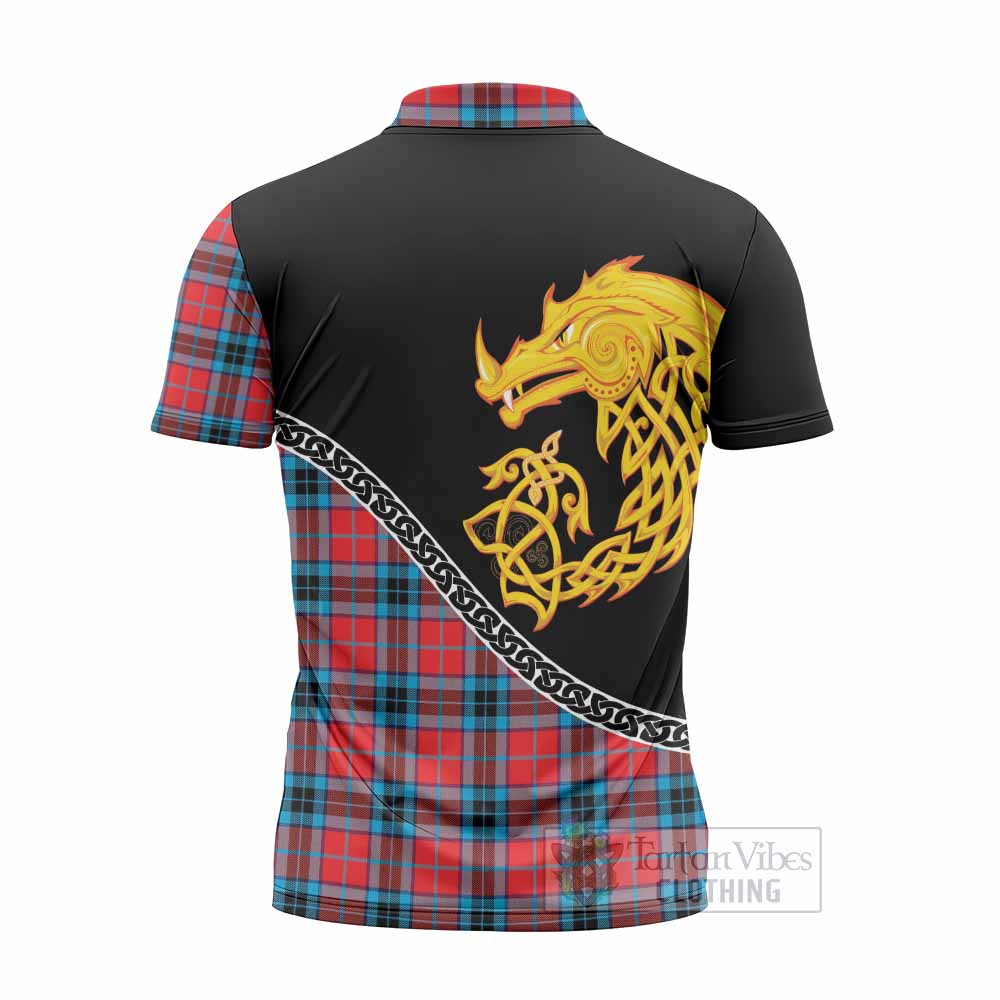 MacTavish (McTavish) Tartan Crest Zipper Polo Shirt Legendary Dragon Knot Half Style