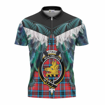 MacTavish (McTavish) Tartan Crest Zipper Polo Shirt New Zealand Maori Korowai Cloak