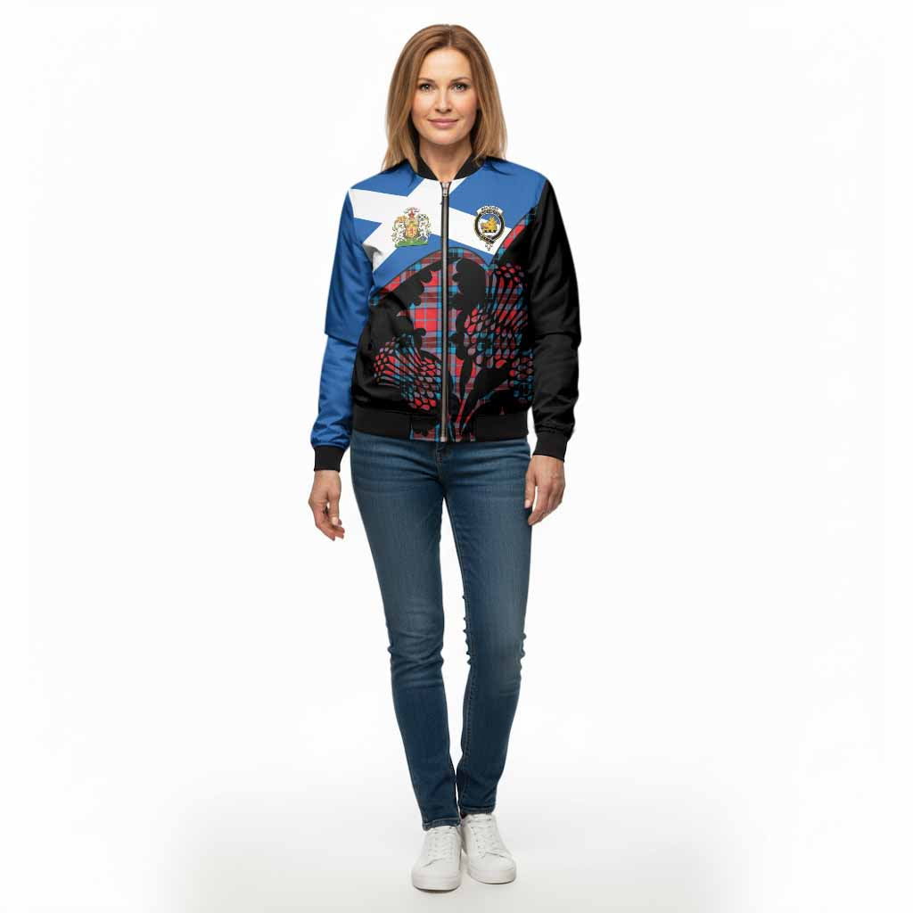 MacTavish (McTavish) Tartan Family Crest Bomber Jacket Scotland Thistle Floral Flag Style