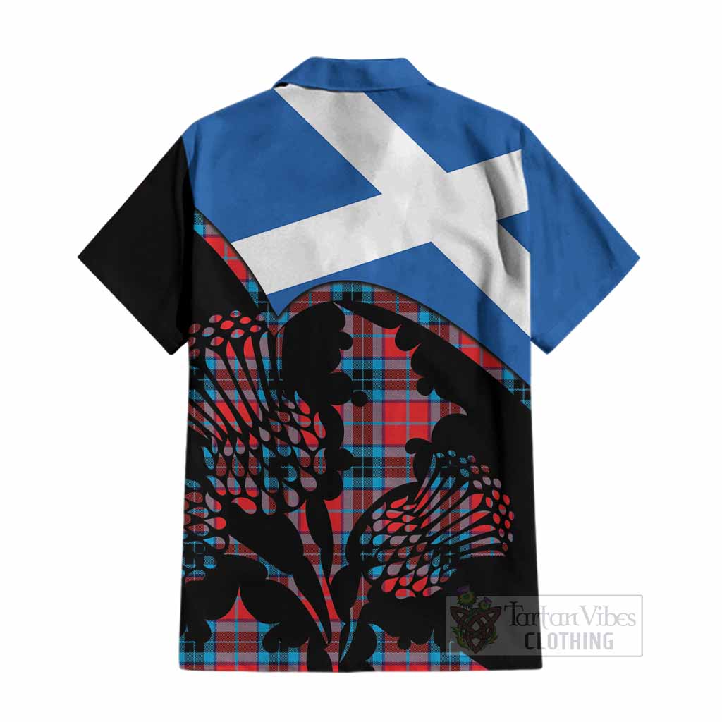 MacTavish (McTavish) Tartan Family Crest Cotton Hawaiian Shirt Scotland Thistle Floral Flag Style