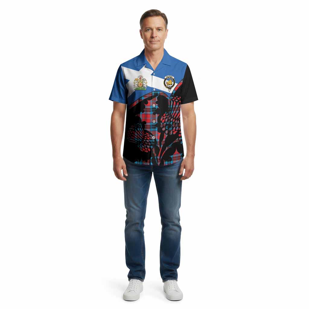 MacTavish (McTavish) Tartan Family Crest Cotton Hawaiian Shirt Scotland Thistle Floral Flag Style
