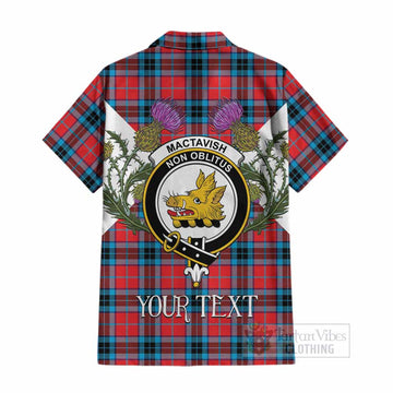 MacTavish (McTavish) Tartan Family Crest Cotton Hawaiian Shirt Scottish Burns Night Thistle Floral