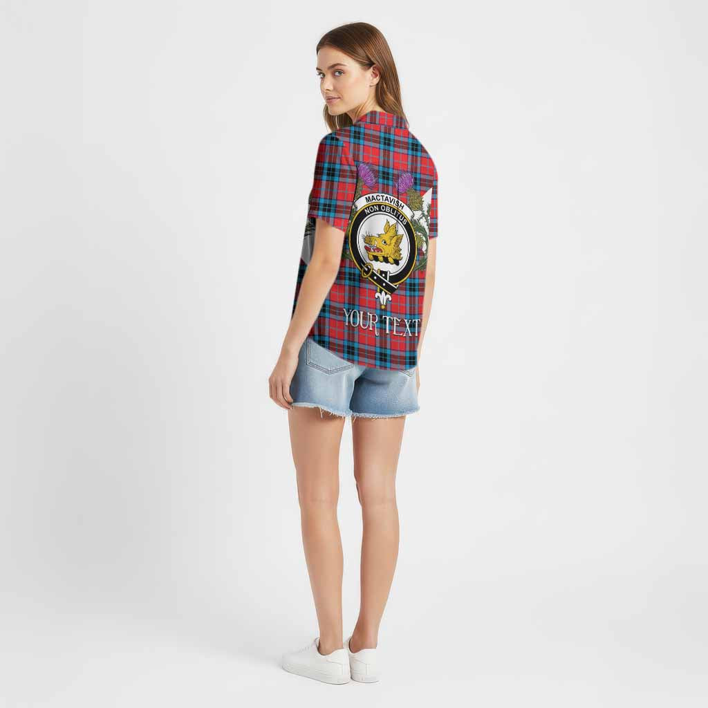 MacTavish (McTavish) Tartan Family Crest Cotton Hawaiian Shirt Scottish Burns Night Thistle Floral