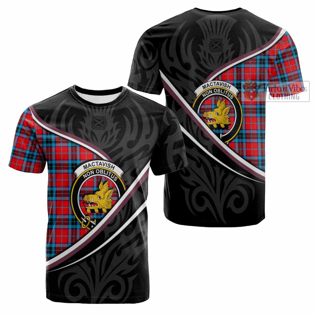 MacTavish (McTavish) Tartan Family Crest Cotton T-shirt Celtic Scottish Thistle Floral - Tartan Vibes Clothing