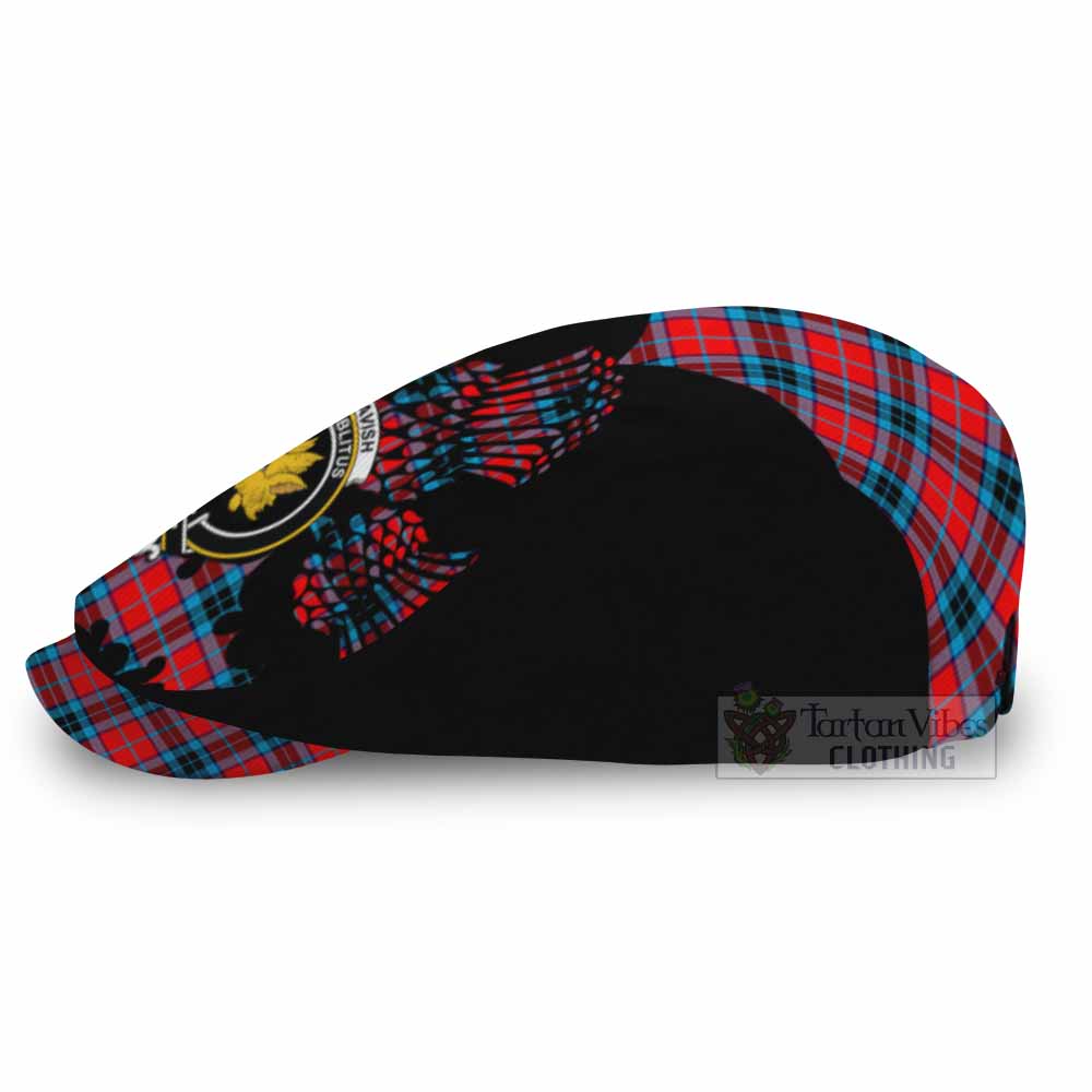 MacTavish (McTavish) Tartan Family Crest Flat Cap, Jeff Cap Scotland Thistle Floral