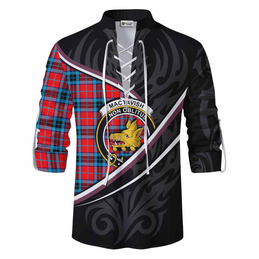 MacTavish (McTavish) Tartan Family Crest Ghillie Kilt Shirt Celtic Scottish Thistle Floral - Tartan Vibes Clothing