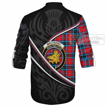 MacTavish (McTavish) Tartan Family Crest Ghillie Kilt Shirt Celtic Scottish Thistle Floral