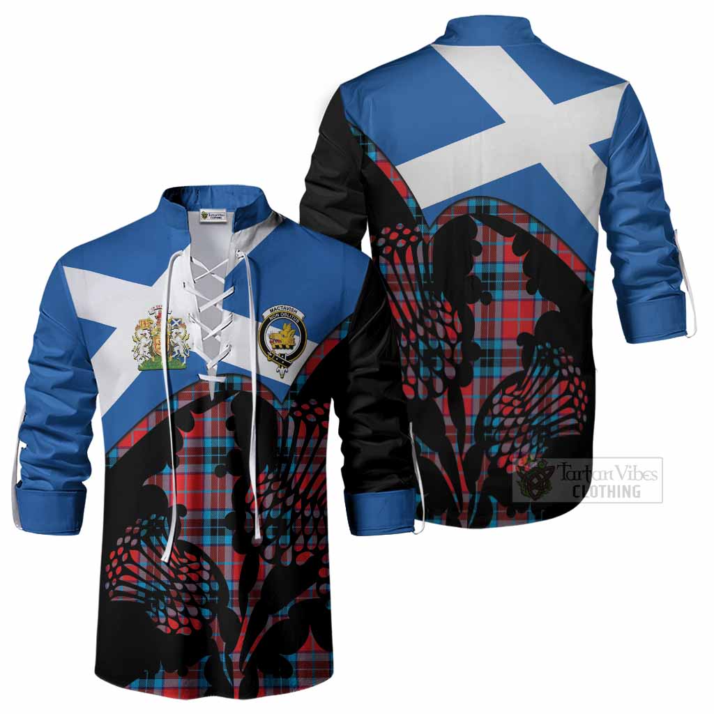MacTavish (McTavish) Tartan Family Crest Ghillie Shirt Scotland Thistle Floral Flag Style