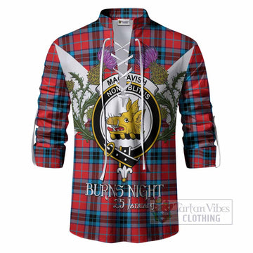 MacTavish (McTavish) Tartan Family Crest Ghillie Shirt Scottish Burns Night Thistle Floral