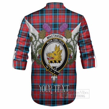 MacTavish (McTavish) Tartan Family Crest Ghillie Shirt Scottish Burns Night Thistle Floral