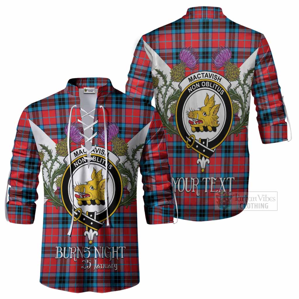 MacTavish (McTavish) Tartan Family Crest Ghillie Shirt Scottish Burns Night Thistle Floral
