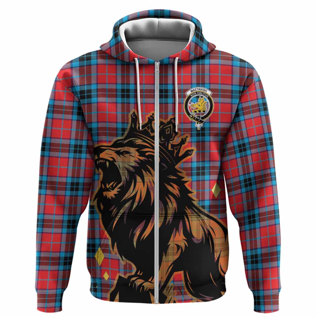 MacTavish (McTavish) Tartan Family Crest Hoodie Crowned Lion Roaring