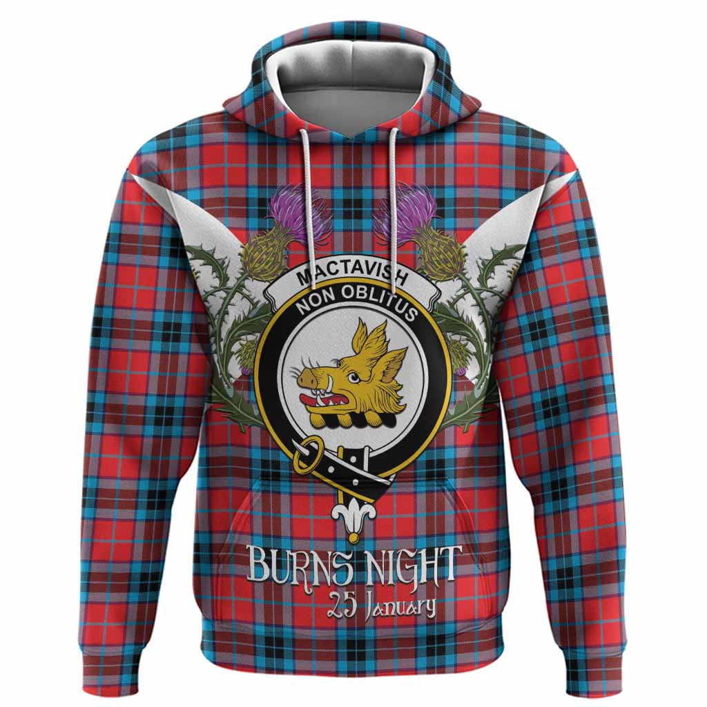 MacTavish (McTavish) Tartan Family Crest Hoodie Scottish Burns Night Thistle Floral